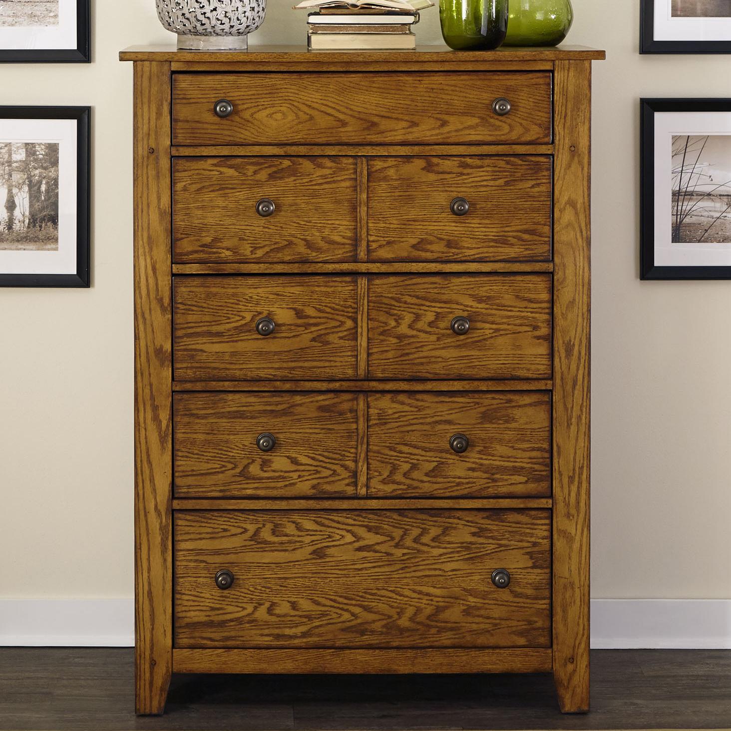 Liberty Furniture Grandpa's Cabin 5 Drawer Chest with Wood and Peg